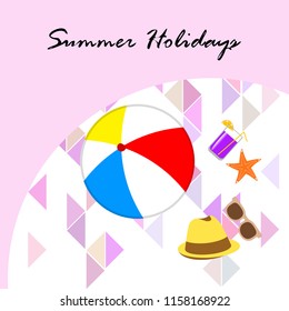 summer holiday hat flip flops seashell vector background