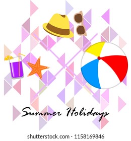 summer holiday hat flip flops seashell vector background