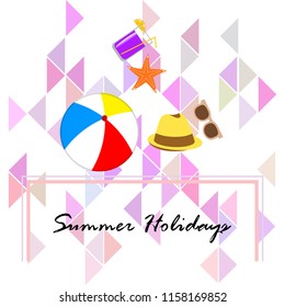 summer holiday hat flip flops seashell vector background