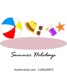 summer holiday hat flip flops seashell vector background