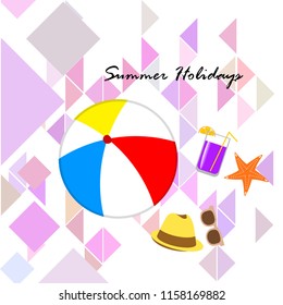 summer holiday hat flip flops seashell vector background