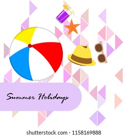 summer holiday hat flip flops seashell vector background