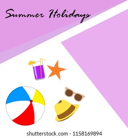 summer holiday hat flip flops seashell vector background