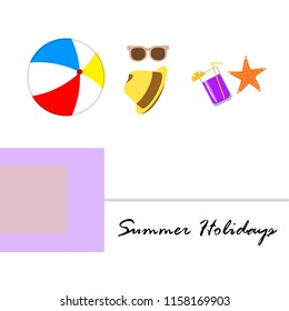 summer holiday hat flip flops seashell vector background