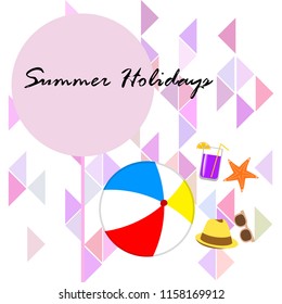 summer holiday hat flip flops seashell vector background