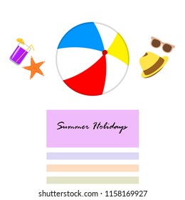 summer holiday hat flip flops seashell vector background