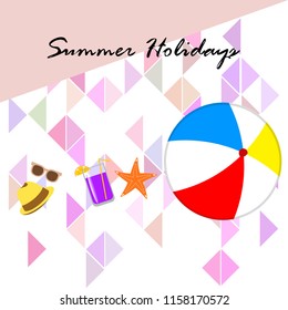 summer holiday hat flip flops seashell vector background