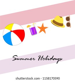 summer holiday hat flip flops seashell vector background
