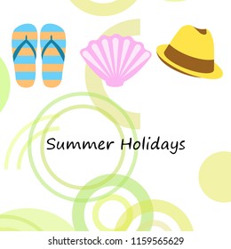 summer holiday hat flip flops seashell vector background