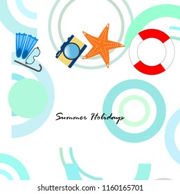 summer holiday hat flip flops seashell vector background summer holiday hat flip flops seashell vector background