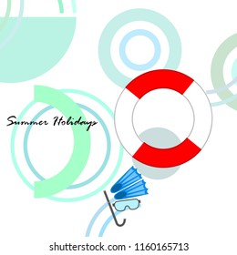 summer holiday hat flip flops seashell vector background