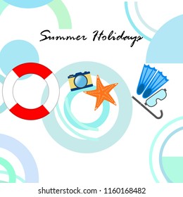 summer holiday hat flip flops seashell vector background