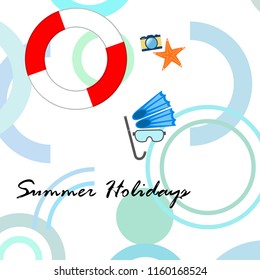 summer holiday hat flip flops seashell vector background