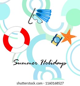 summer holiday hat flip flops seashell vector background