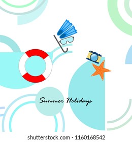 summer holiday hat flip flops seashell vector background