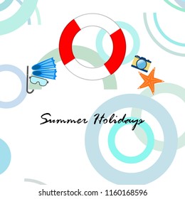 summer holiday hat flip flops seashell vector background