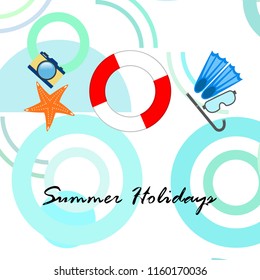 summer holiday hat flip flops seashell vector background