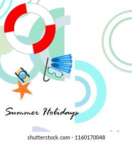 summer holiday hat flip flops seashell vector background