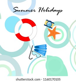 summer holiday hat flip flops seashell vector background