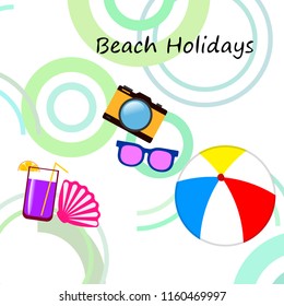 summer holiday hat flip flops seashell vector background