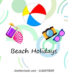 summer holiday hat flip flops seashell vector background