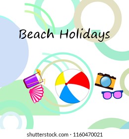 summer holiday hat flip flops seashell vector background