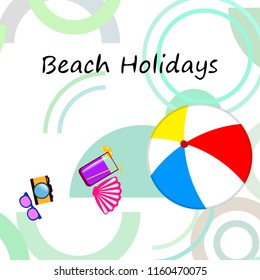 summer holiday hat flip flops seashell vector background