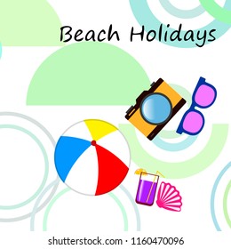 summer holiday hat flip flops seashell vector background