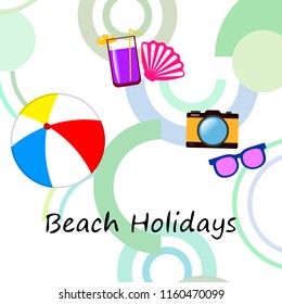 summer holiday hat flip flops seashell vector background
