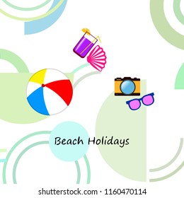 summer holiday hat flip flops seashell vector background