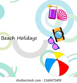 summer holiday hat flip flops seashell vector background