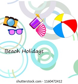 summer holiday hat flip flops seashell vector background