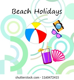 summer holiday hat flip flops seashell vector background