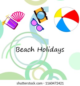 summer holiday hat flip flops seashell vector background