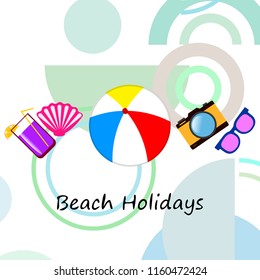 summer holiday hat flip flops seashell vector background