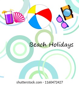 summer holiday hat flip flops seashell vector background