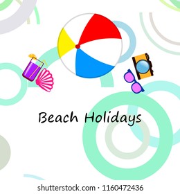 summer holiday hat flip flops seashell vector background
