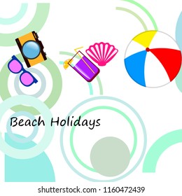 summer holiday hat flip flops seashell vector background