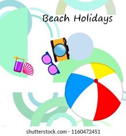 summer holiday hat flip flops seashell vector background