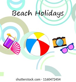 summer holiday hat flip flops seashell vector background