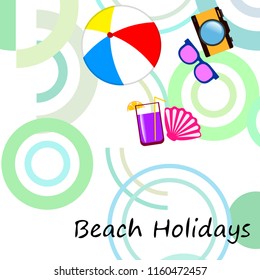 summer holiday hat flip flops seashell vector background