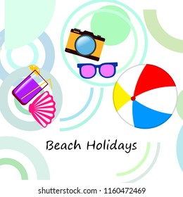summer holiday hat flip flops seashell vector background