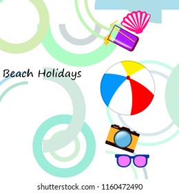 summer holiday hat flip flops seashell vector background
