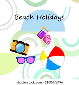 summer holiday hat flip flops seashell vector background