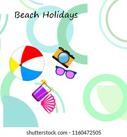 summer holiday hat flip flops seashell vector background