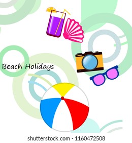 summer holiday hat flip flops seashell vector background