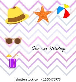 summer holiday hat flip flops seashell vector background