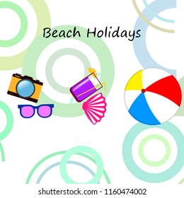 summer holiday hat flip flops seashell vector background