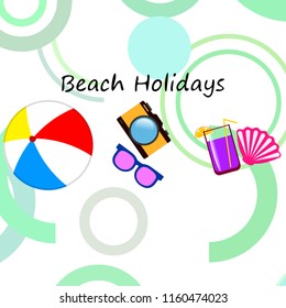 summer holiday hat flip flops seashell vector background