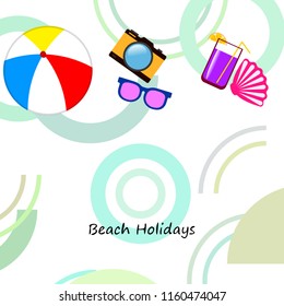 summer holiday hat flip flops seashell vector background